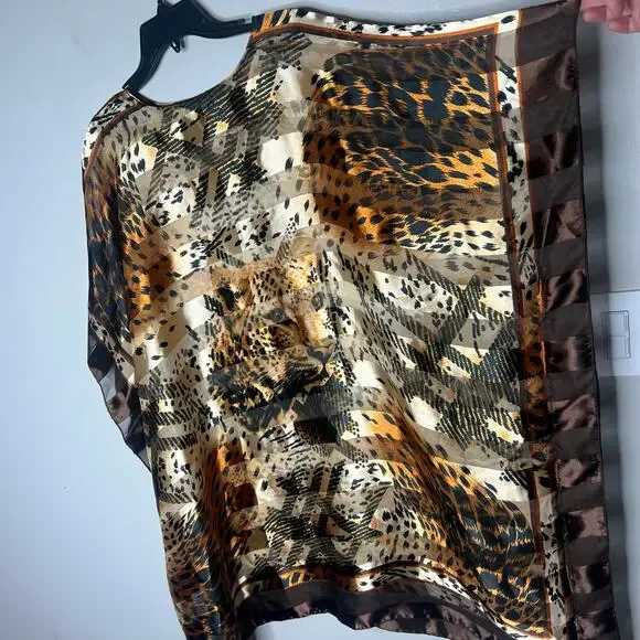 Women's Animal Print Blouse Kaftan Cover-Up One Size Mumu Old Money Mob Wife - Picture 5 of 10